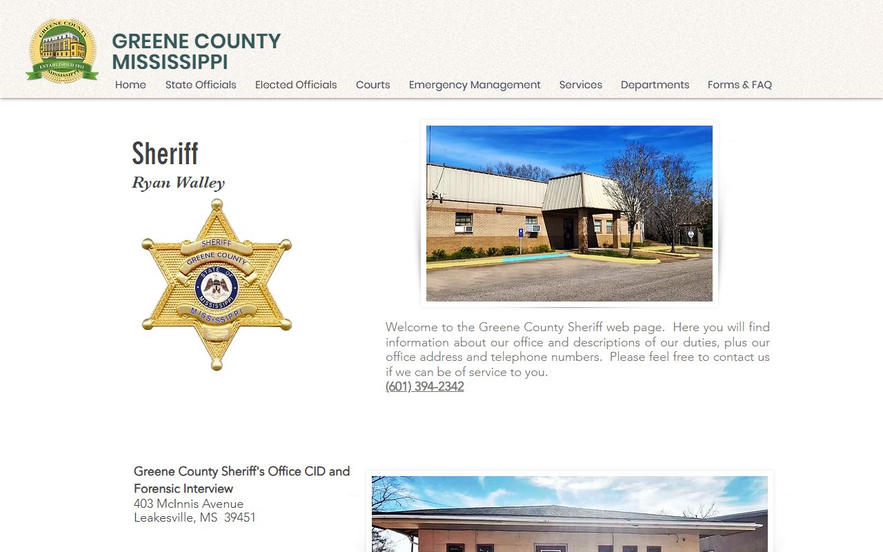 Greene County Sheriff page for inmate population and jail contact records