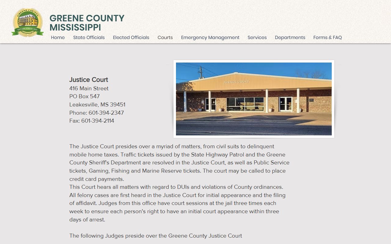 Greene County court records after arrest Justice Court information